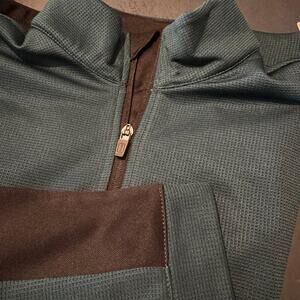 NWT PGA Tour 1/4‎ Zip Stretch Thermal Mens Medium Dark Teal Golf Dad Outdoor